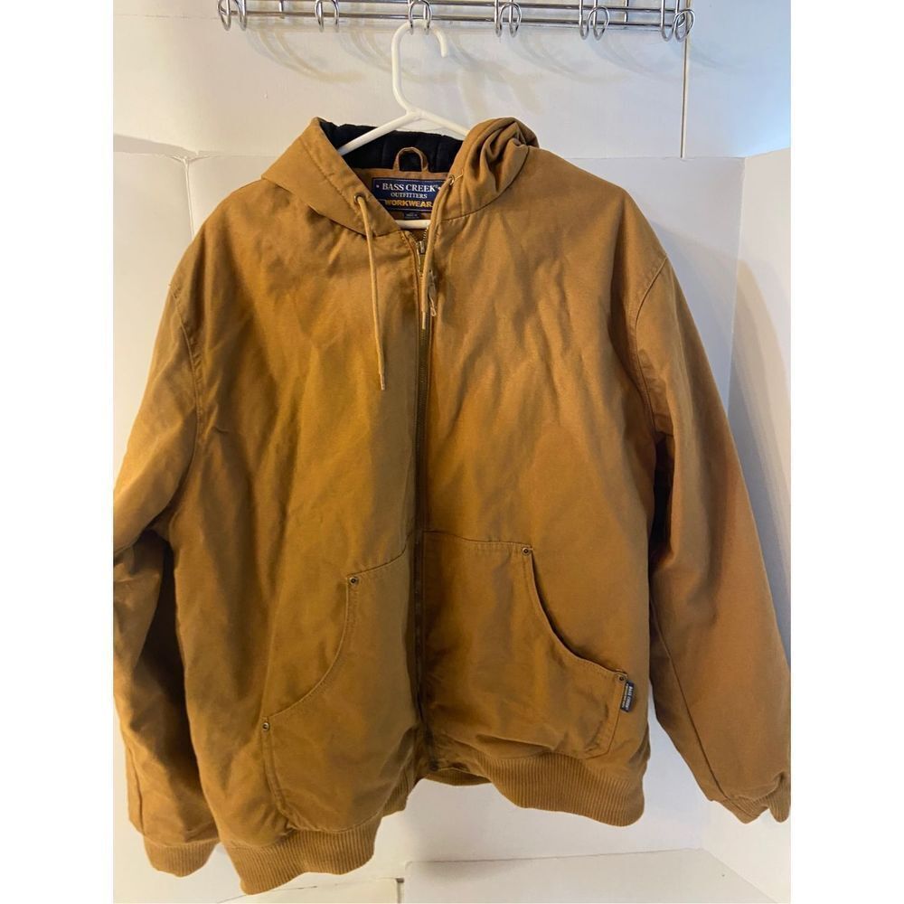 Bass Creek chore workwear jacket Xl brown‎ hood